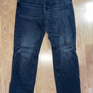 Jack & Jones Men's Comfort/Mike Black Distressed Jeans